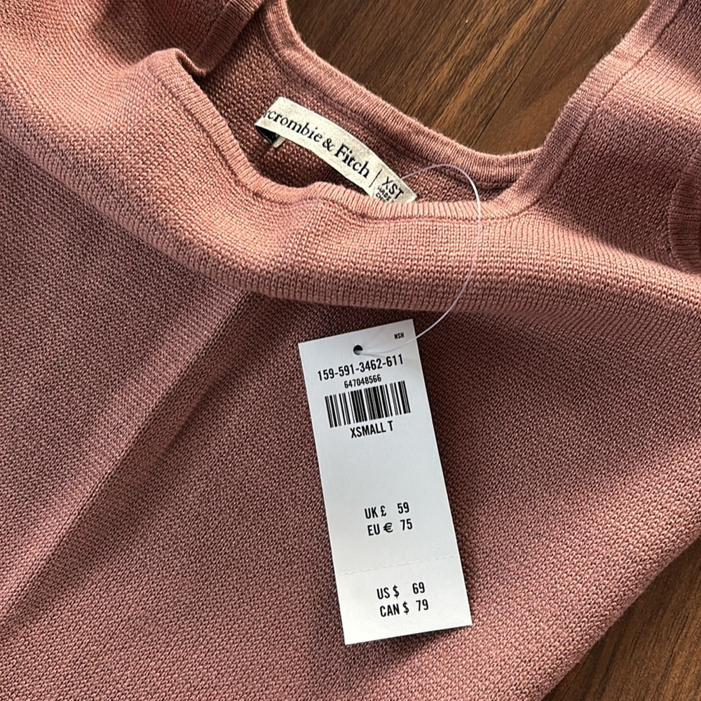 New Abercrombie & Fitch Bodycon mini dress XSmall Tall mauve